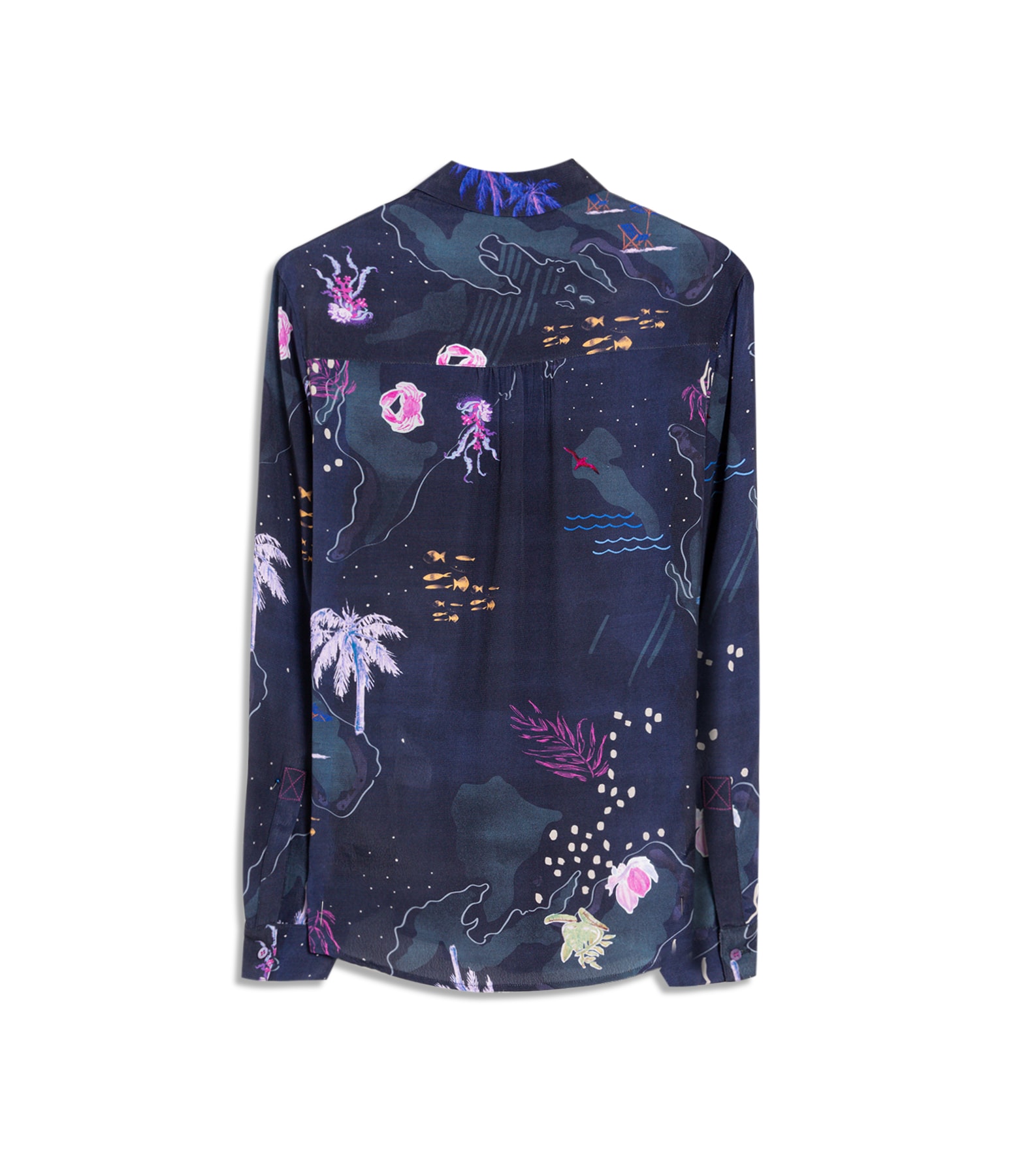 Camisa Sardenha Mapa Viscose Dark Navy