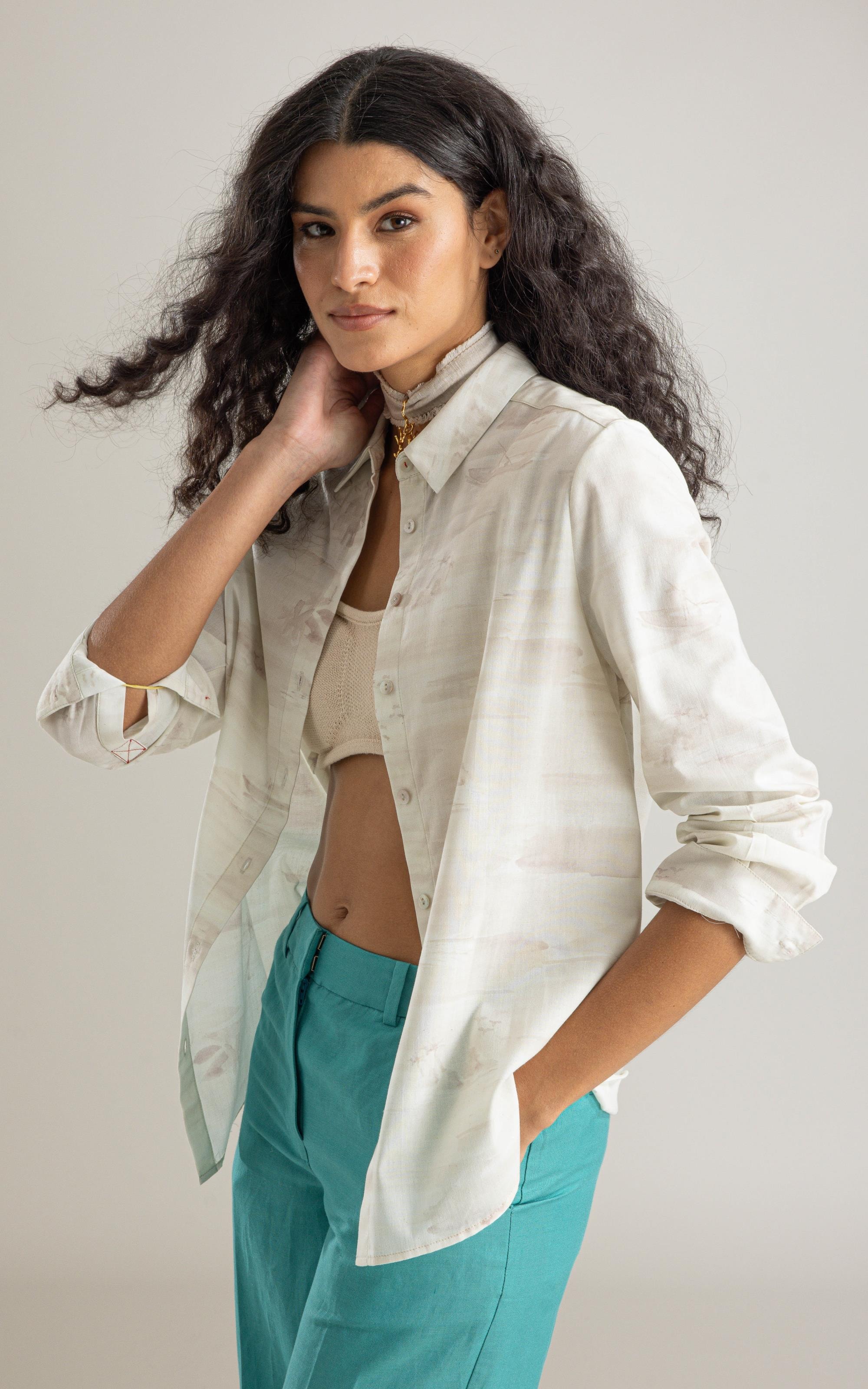 Camisa Sardenha Mar Mono Linho Blend Caqui