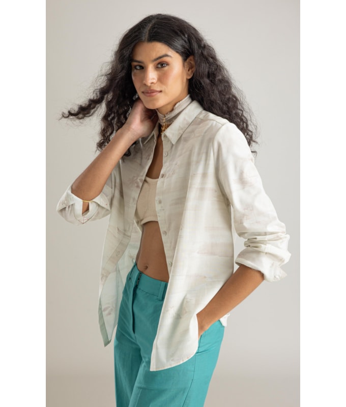 Camisa Sardenha Mar Mono Linho Blend Caqui