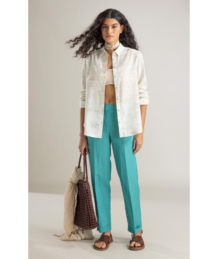 Camisa Sardenha Mar Mono Linho Blend Caqui