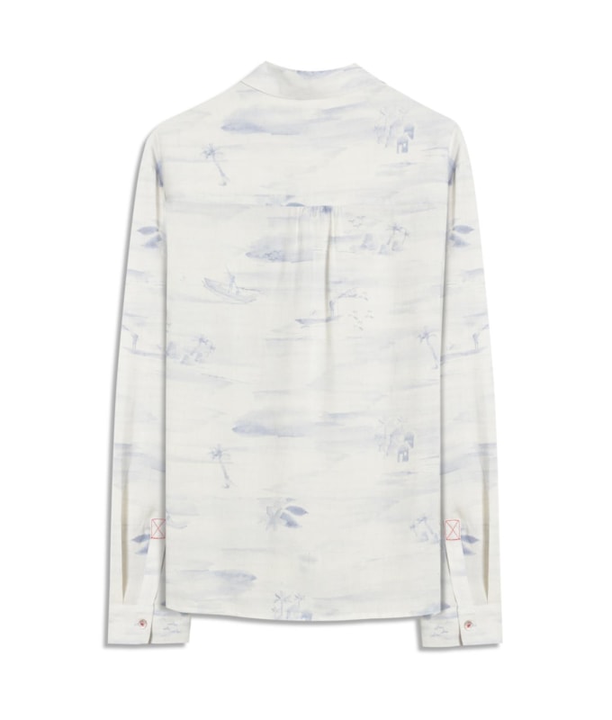 Camisa Sardenha Mar Mono Linho Blend Purple Blue