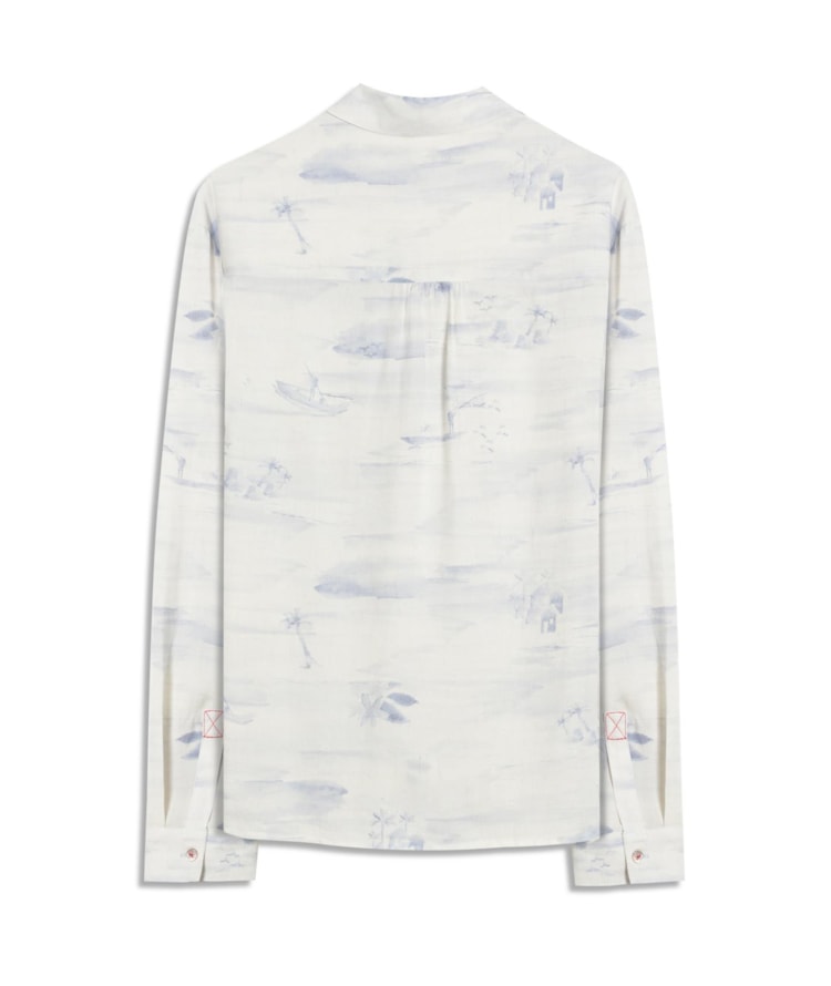 Camisa Sardenha Mar Mono Linho Blend Purple Blue