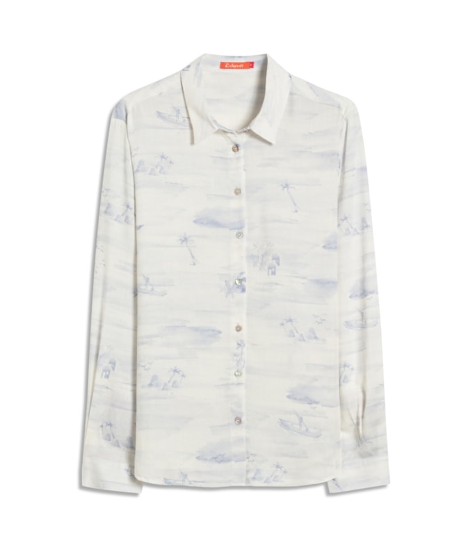 Camisa Sardenha Mar Mono Linho Blend Purple Blue