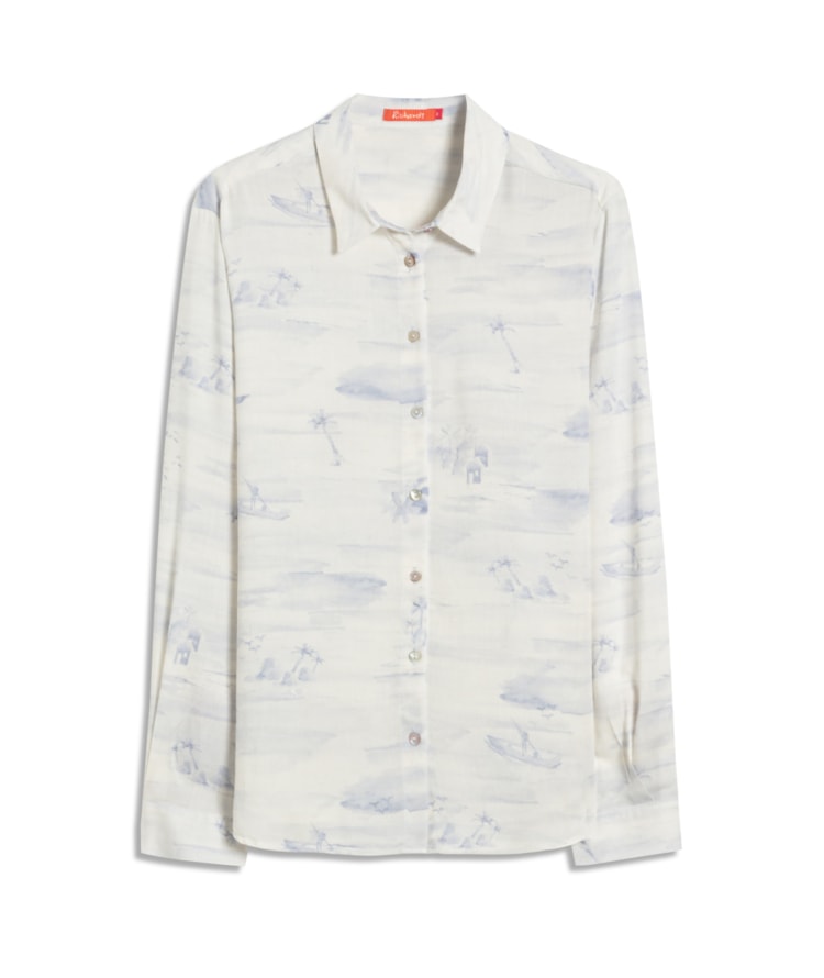 Camisa Sardenha Mar Mono Linho Blend Purple Blue