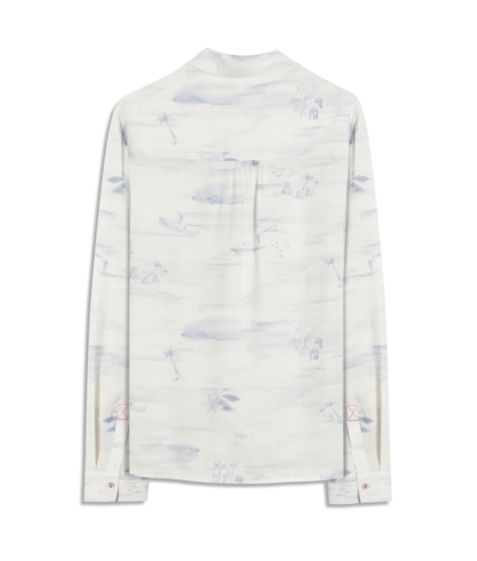 Camisa Sardenha Mar Mono Linho Blend Purple Blue