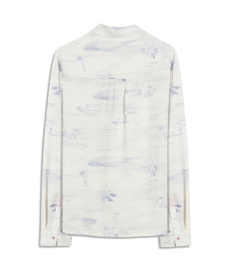 Camisa Sardenha Mar Mono Linho Blend Purple Blue