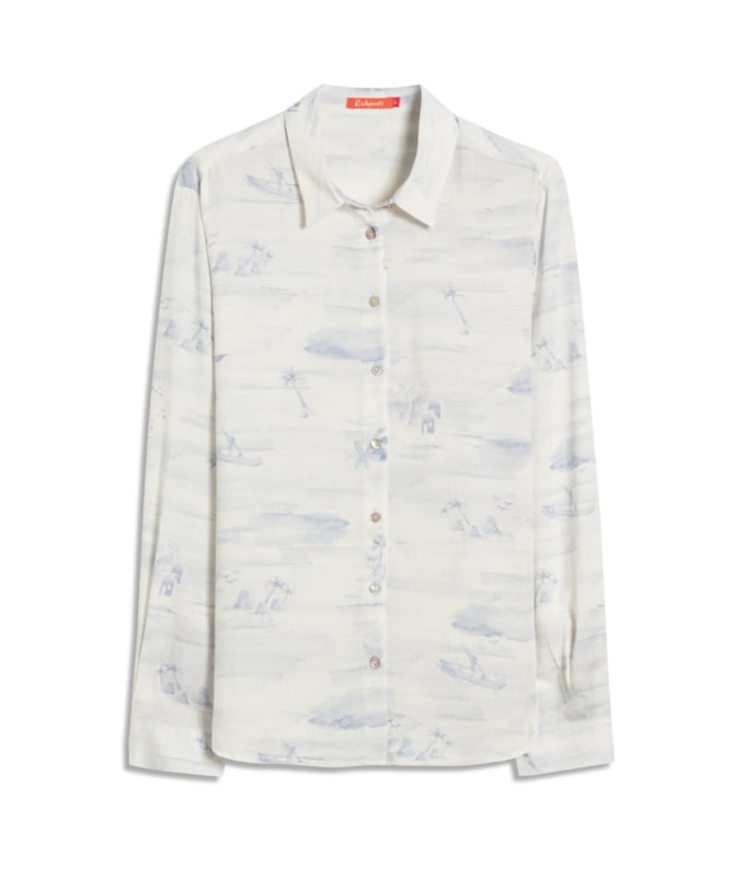 Camisa Sardenha Mar Mono Linho Blend Purple Blue