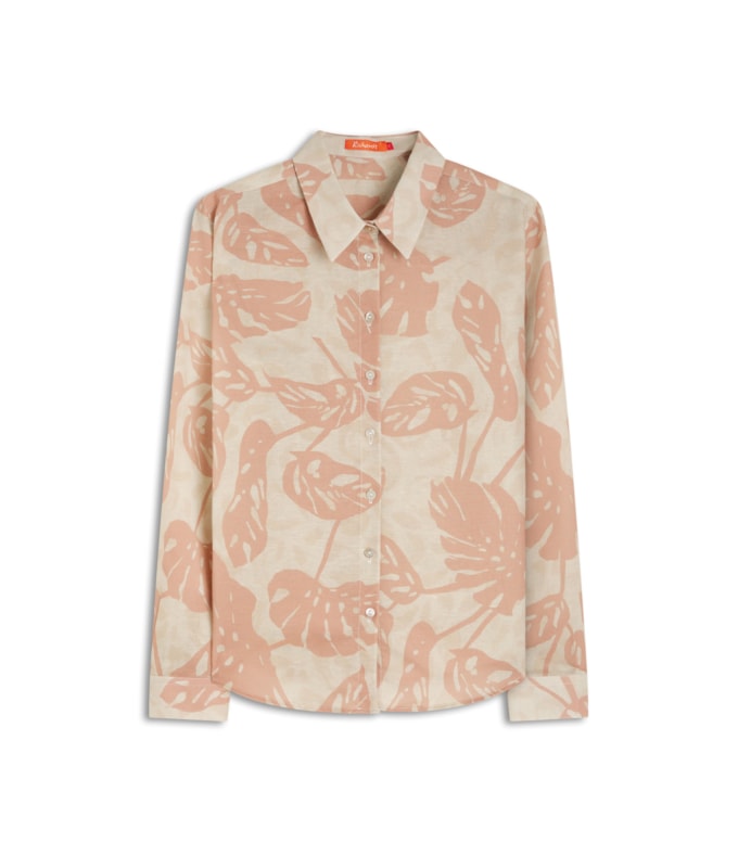 Camisa Sardenha Monsteronça Linho Blend Rosa Velho