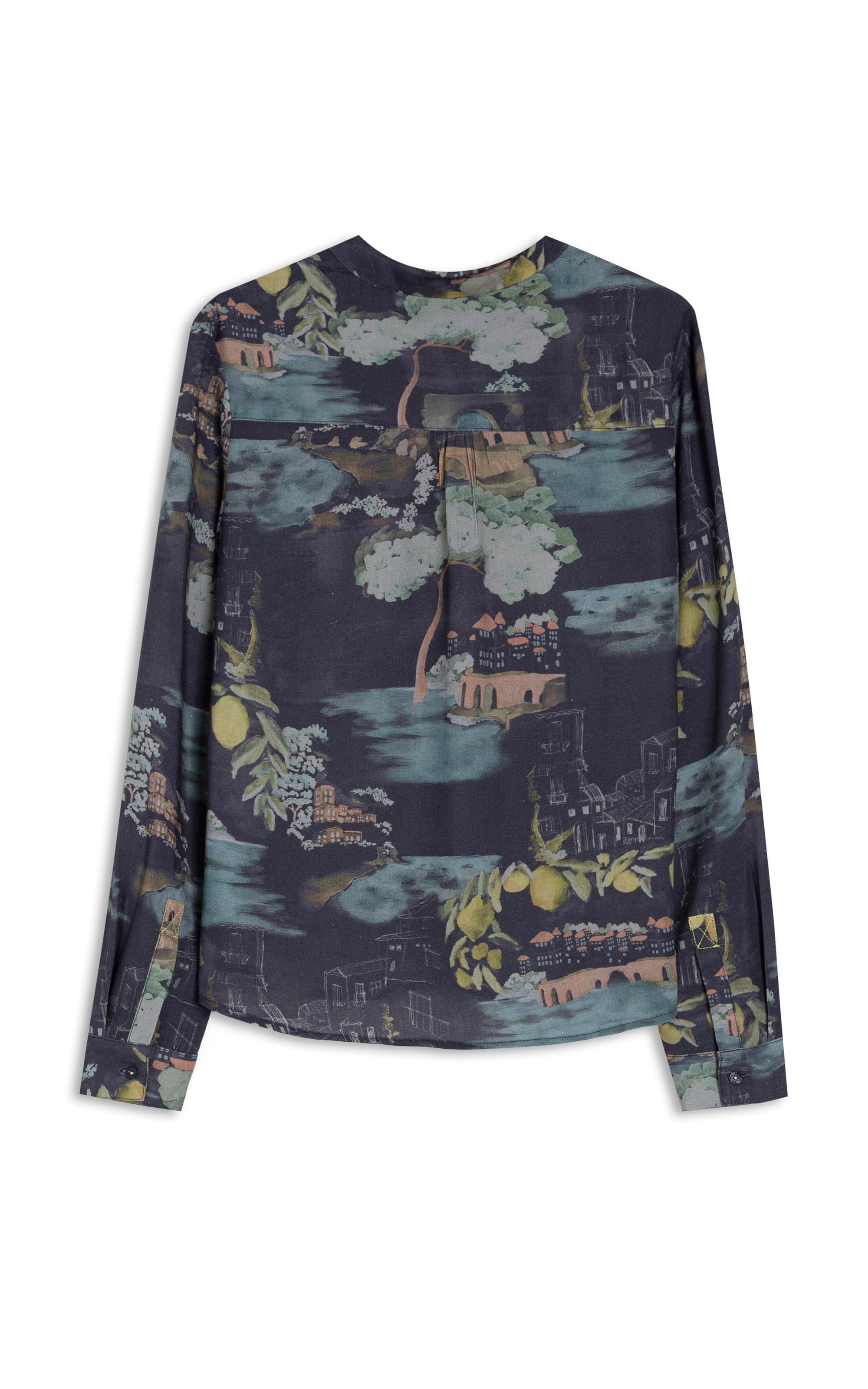 Camisa Sardenha Paesaggio Linho Blend Dark Navy