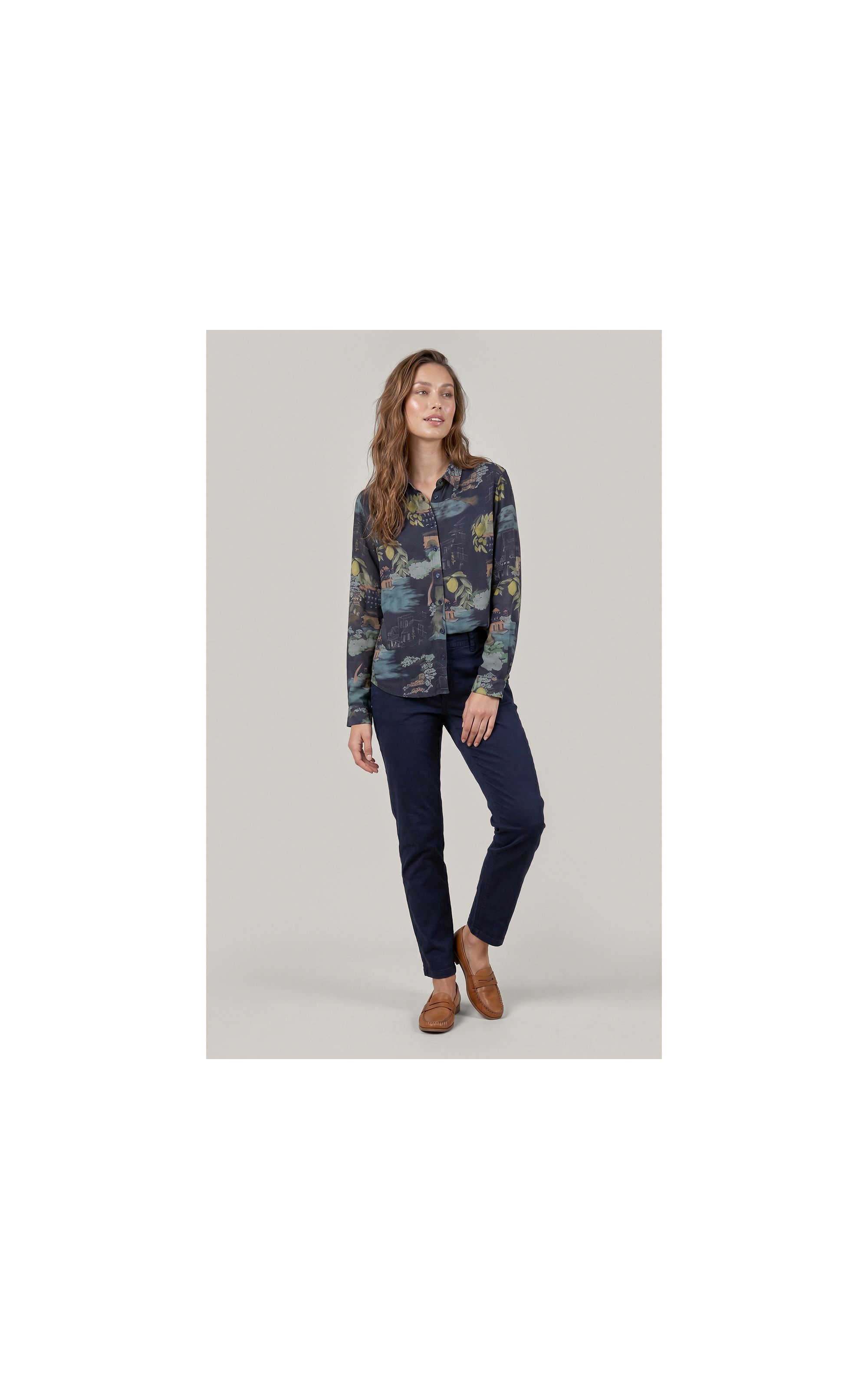 Camisa Sardenha Paesaggio Linho Blend Dark Navy