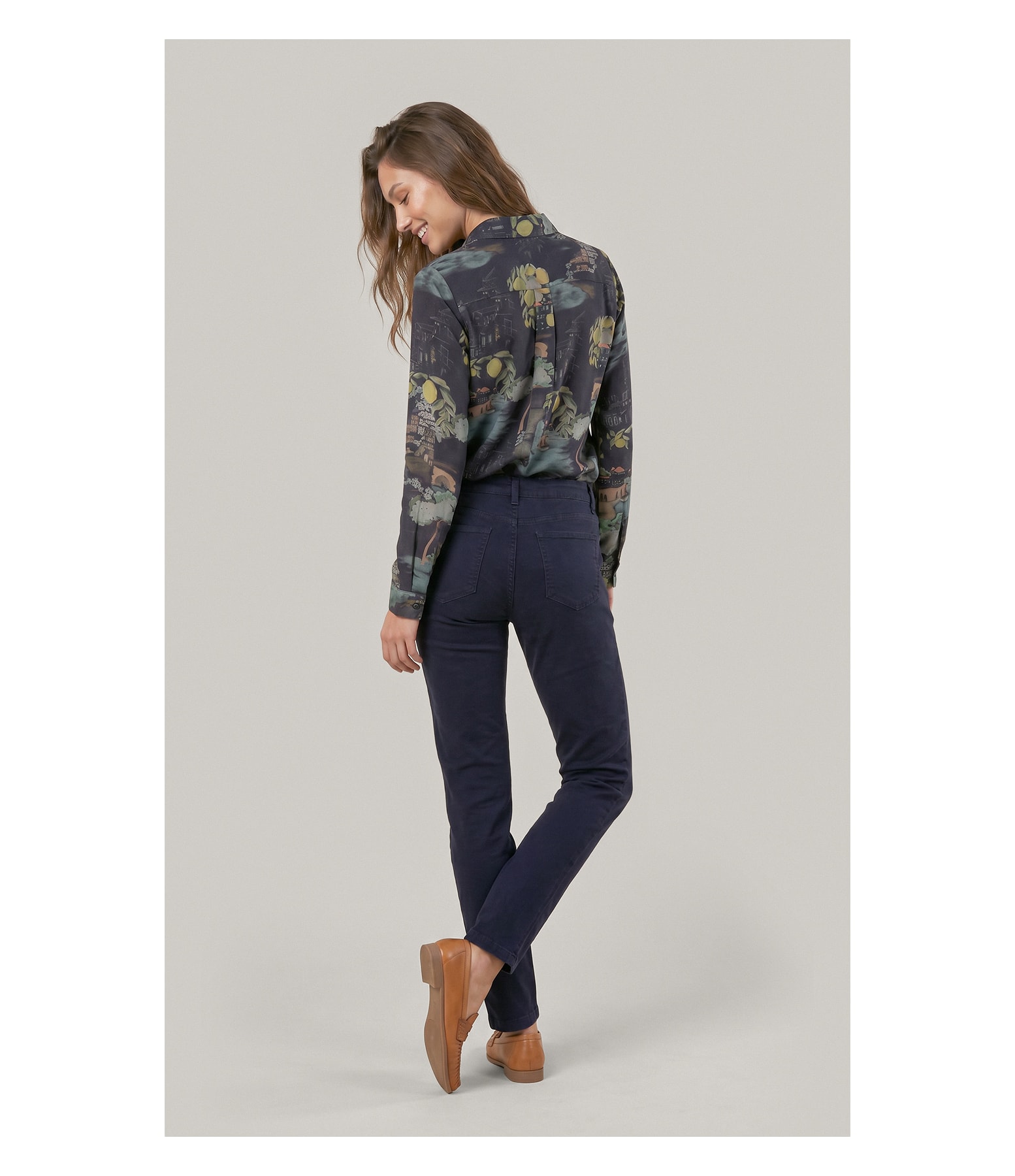 Camisa Sardenha Paesaggio Linho Blend Dark Navy
