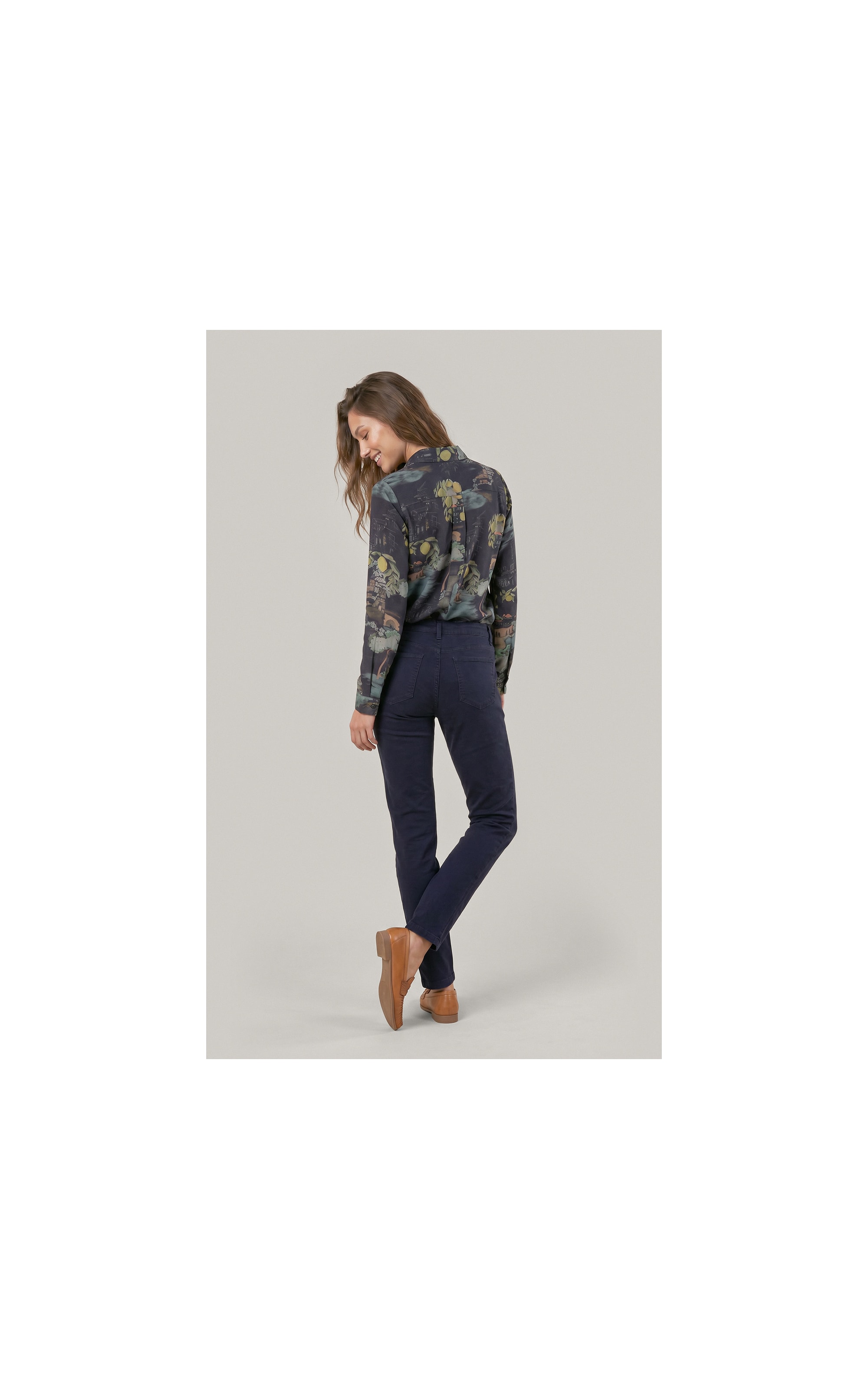 Camisa Sardenha Paesaggio Linho Blend Dark Navy