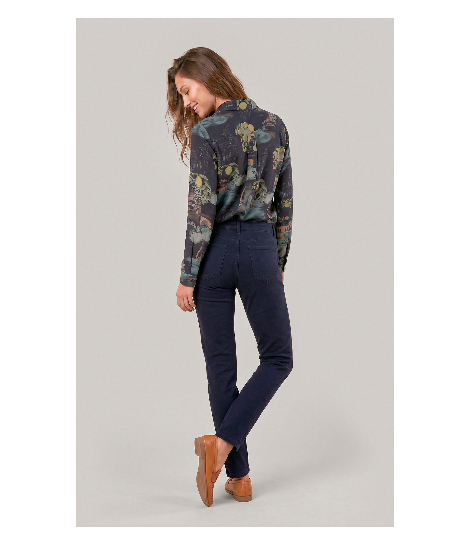 Camisa Sardenha Paesaggio Linho Blend Dark Navy