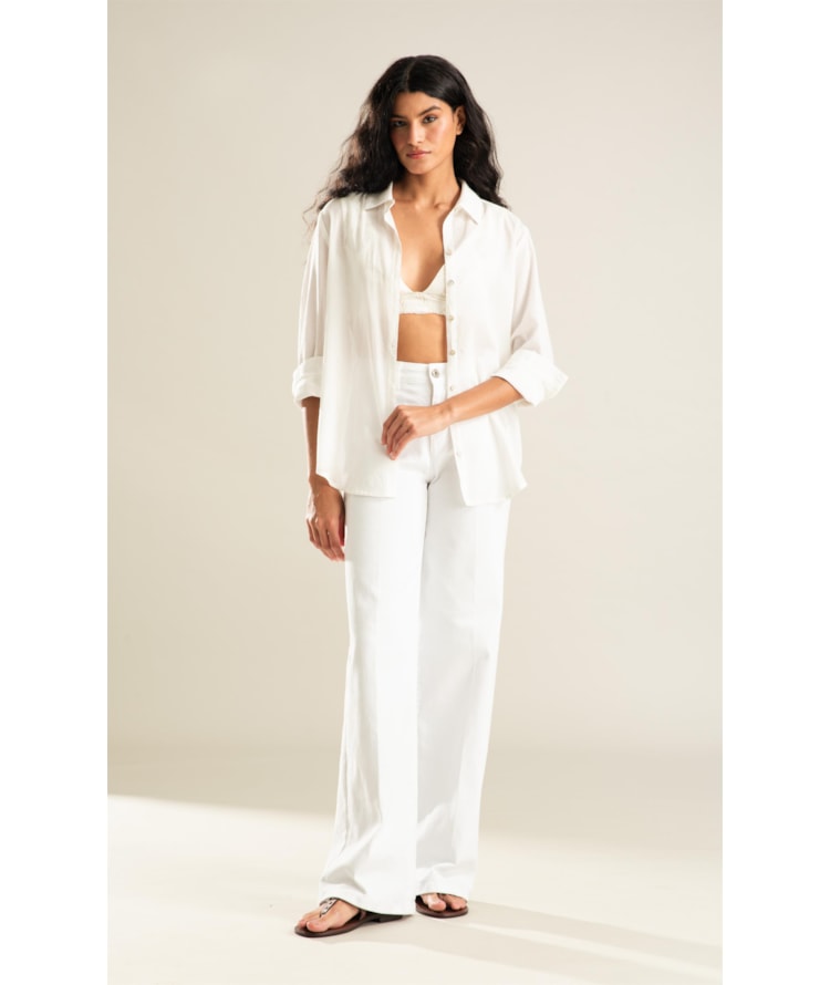 Camisa Sardenha Palm Algodão Off White
