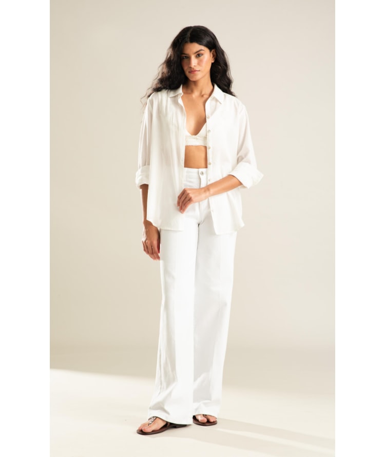 Camisa Sardenha Palm Algodão Off White