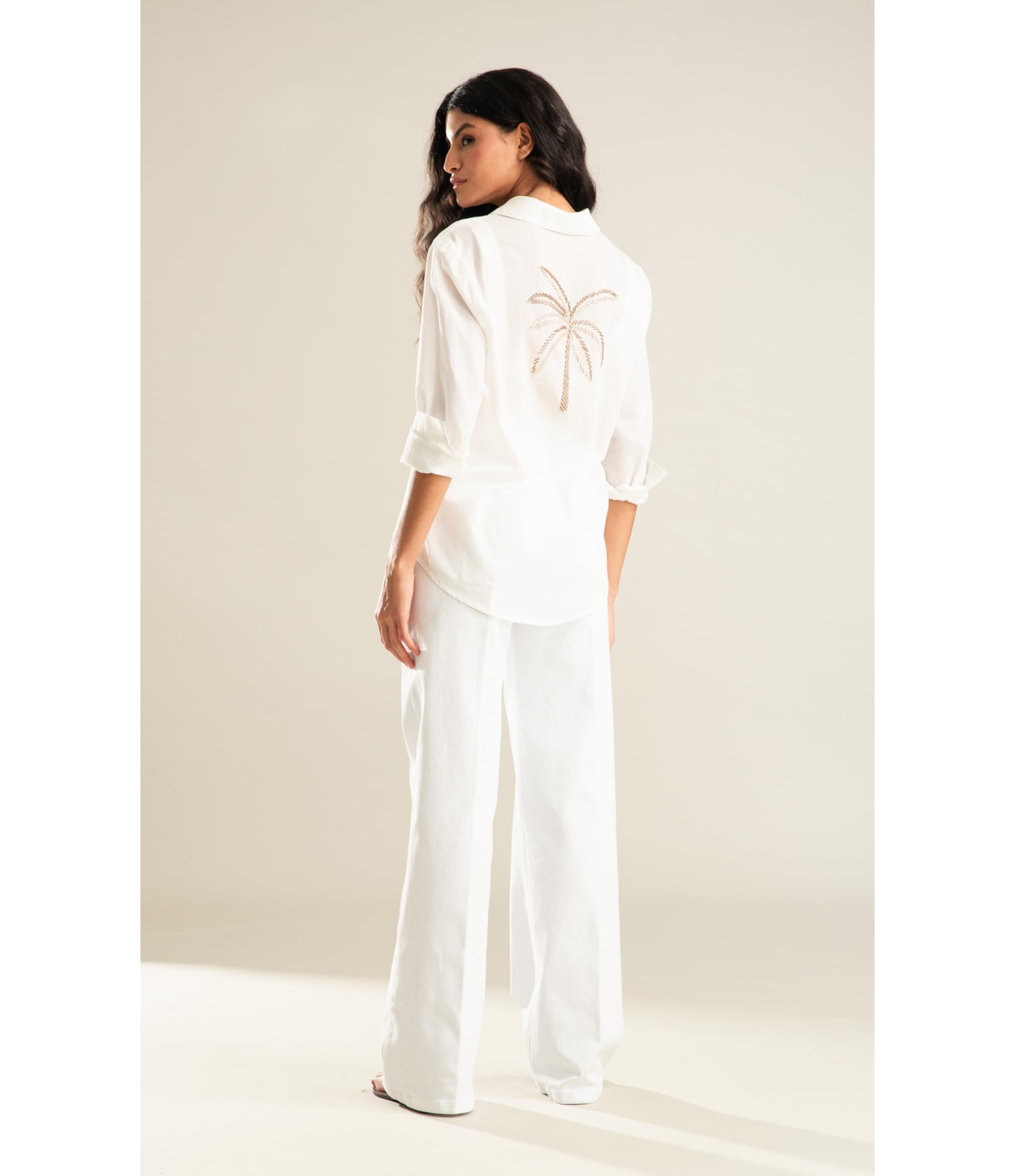 Camisa Sardenha Palm Algodão Off White