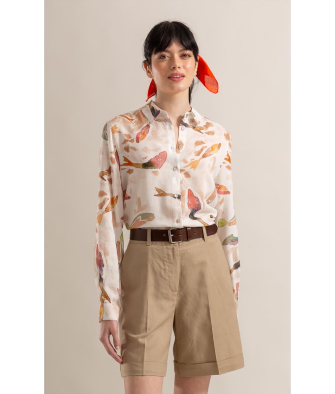 Camisa Sardenha Pesce Linho Blend Terra