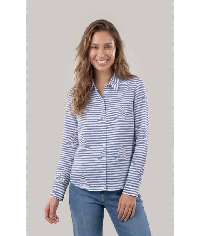 Camisa Sardenha Sailer Stripes Algodao Marinho