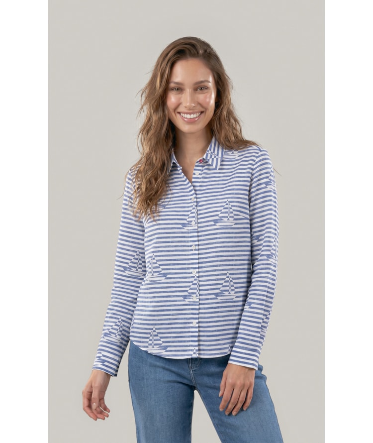 Camisa Sardenha Sailer Stripes Algodao Marinho