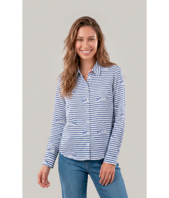 Camisa Sardenha Sailer Stripes Algodao Marinho