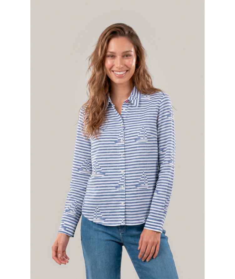 Camisa Sardenha Sailer Stripes Algodao Marinho