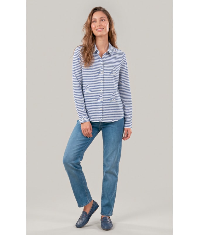 Camisa Sardenha Sailer Stripes Algodao Marinho