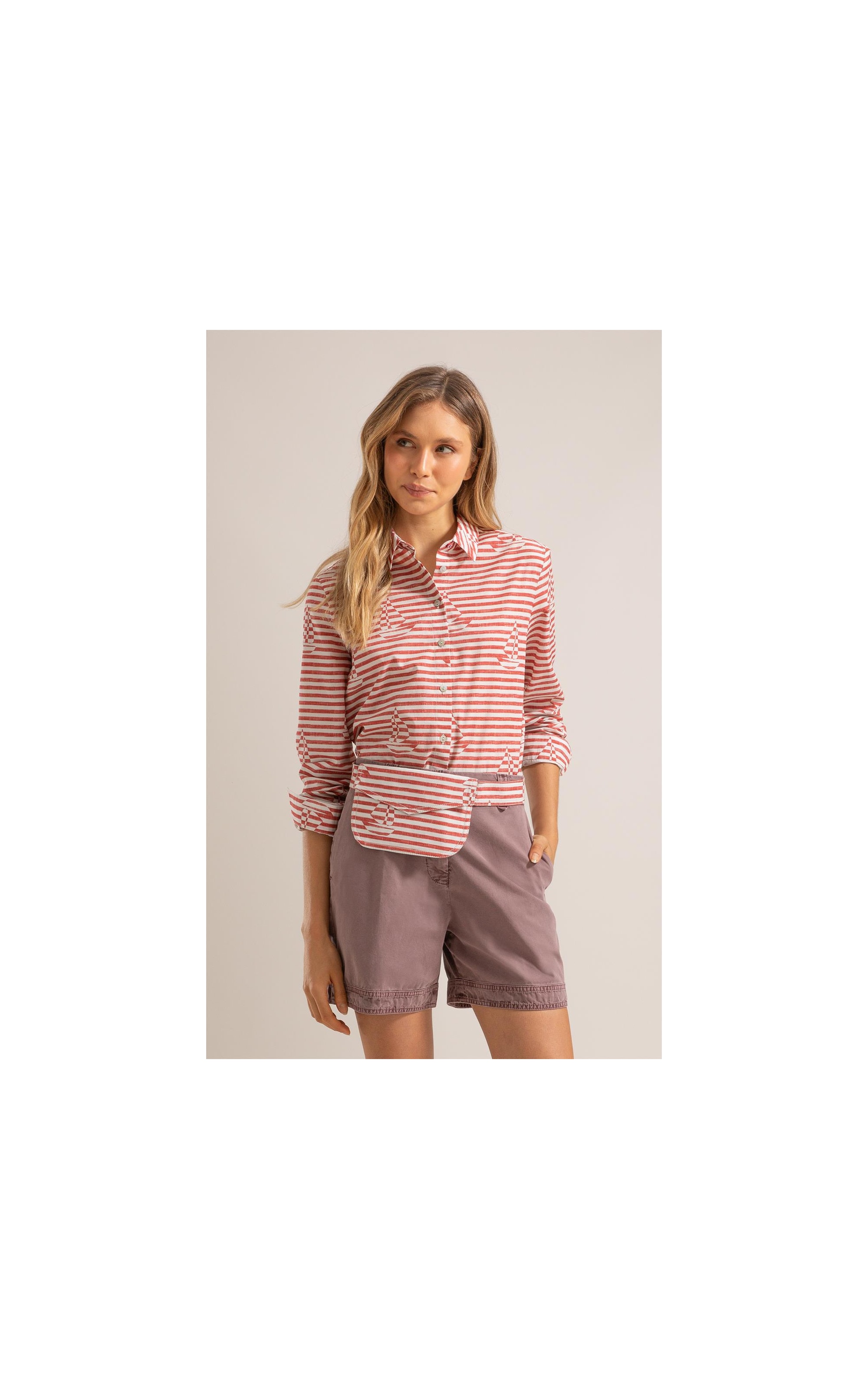 Camisa Sardenha Sailer Stripes Algodao Vermelho