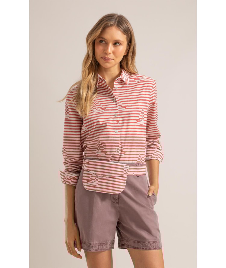 Camisa Sardenha Sailer Stripes Algodao Vermelho