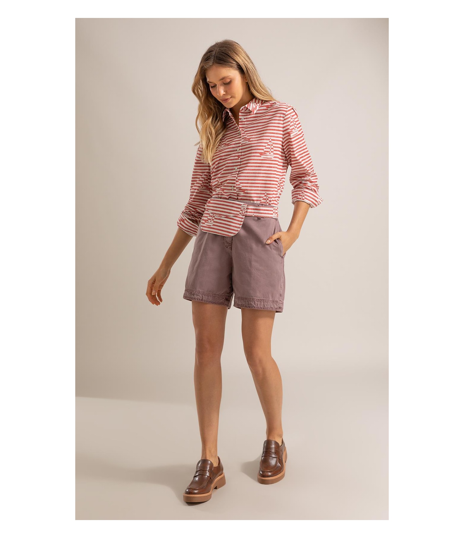 Camisa Sardenha Sailer Stripes Algodao Vermelho