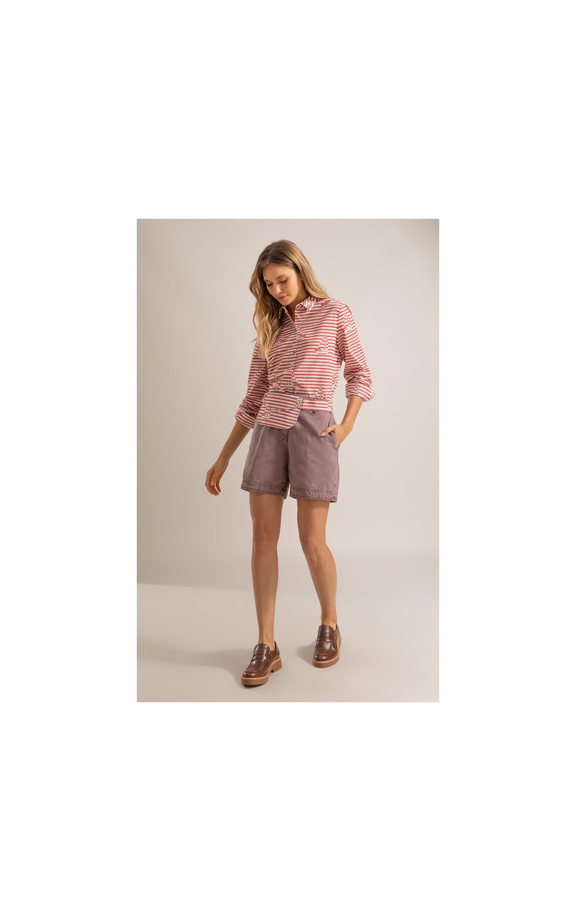 Camisa Sardenha Sailer Stripes Algodao Vermelho