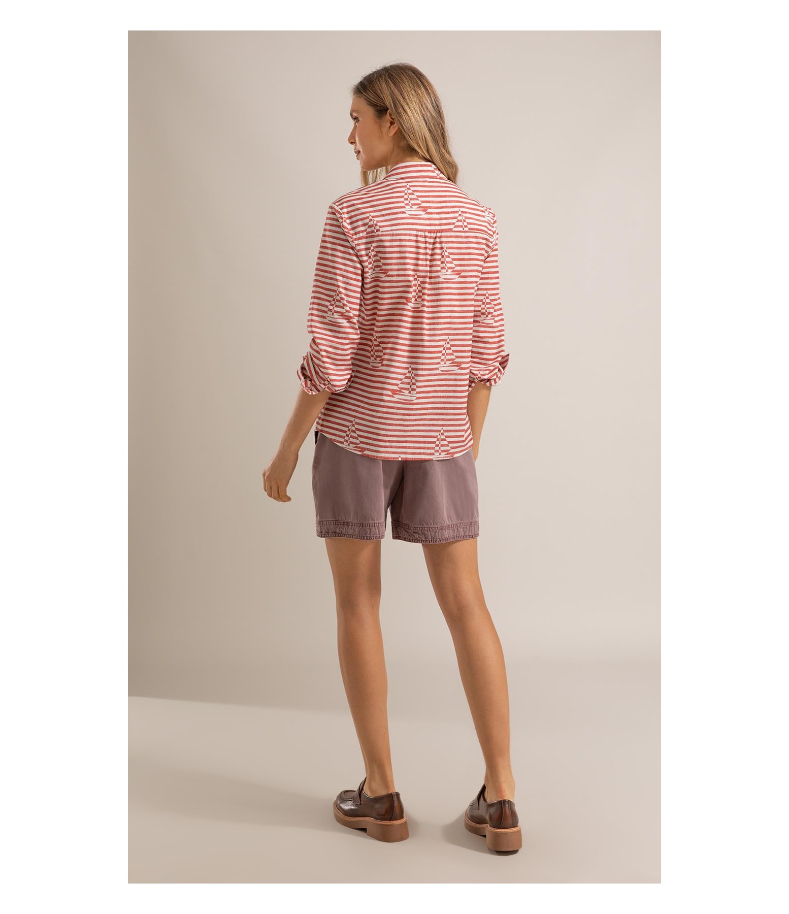 Camisa Sardenha Sailer Stripes Algodao Vermelho
