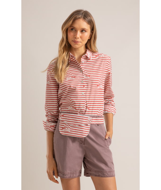 Camisa Sardenha Sailer Stripes Algodao Vermelho