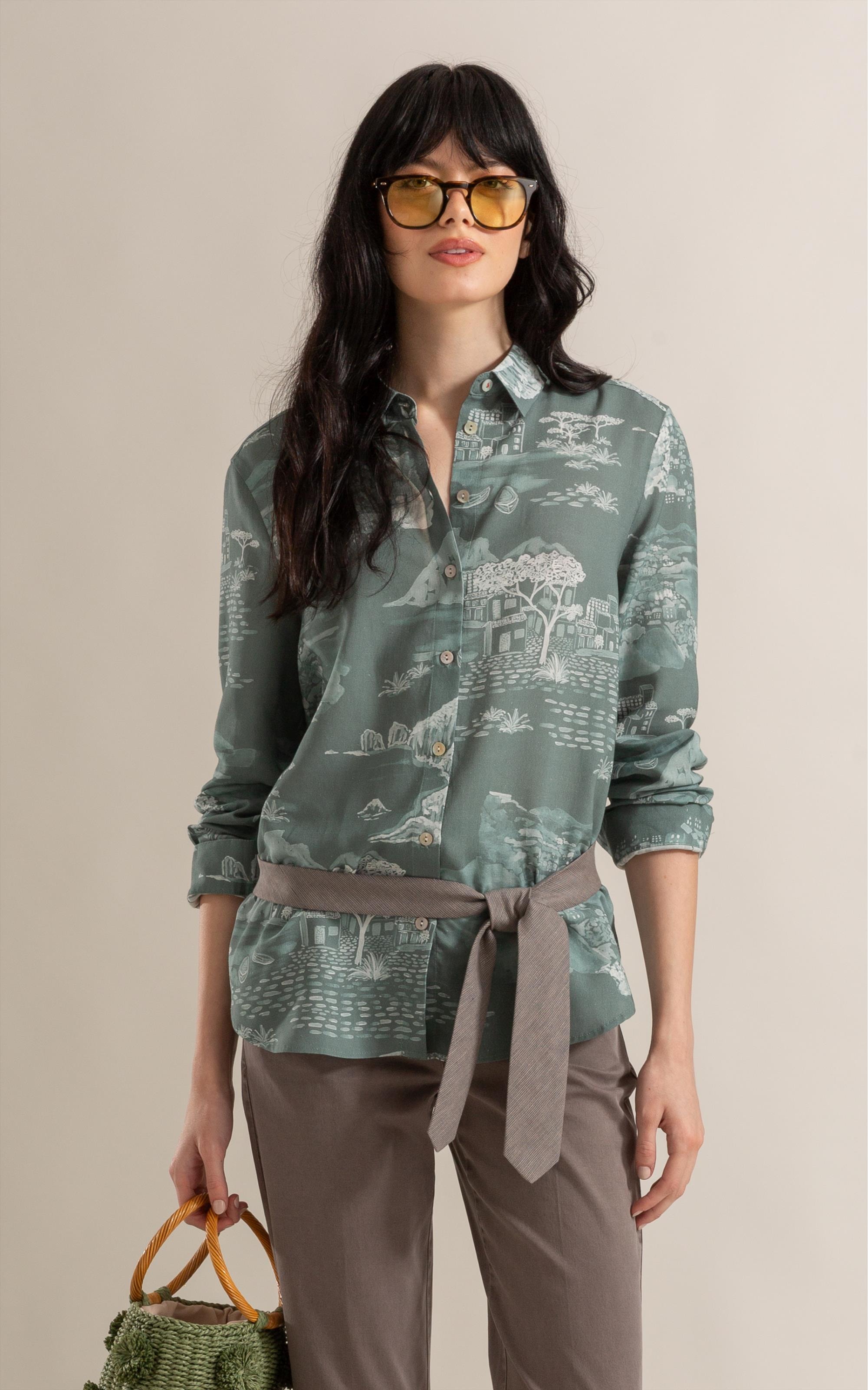 Camisa Sardenha Spiaggio Linho Blend Verde Army