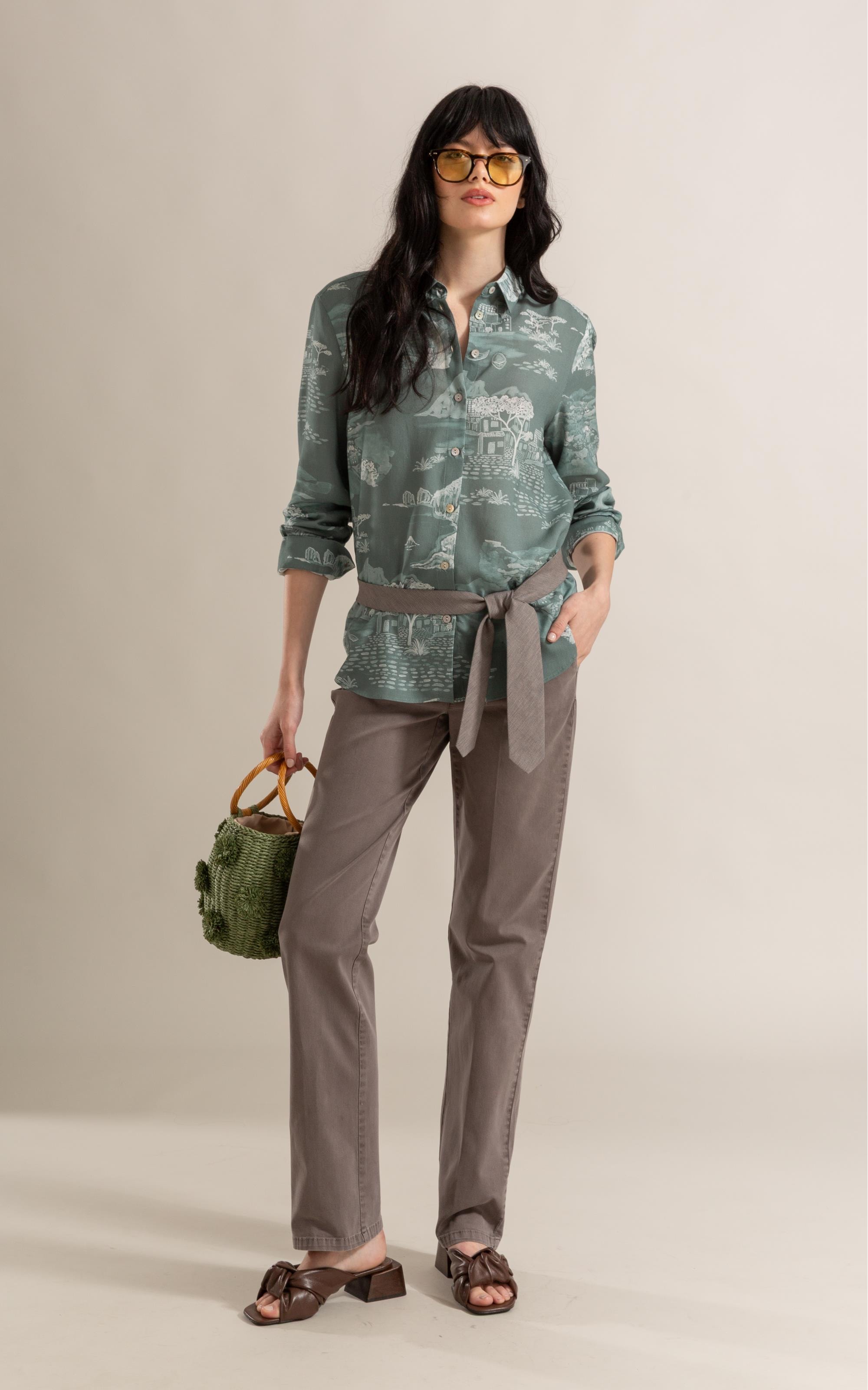 Camisa Sardenha Spiaggio Linho Blend Verde Army