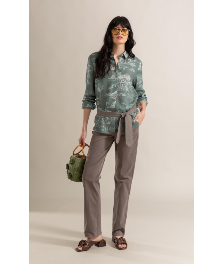 Camisa Sardenha Spiaggio Linho Blend Verde Army