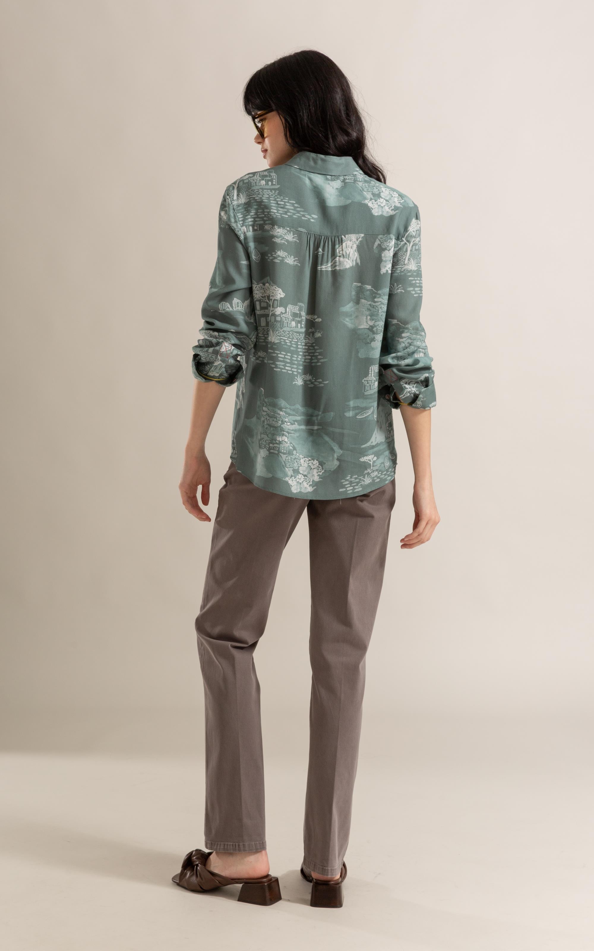 Camisa Sardenha Spiaggio Linho Blend Verde Army