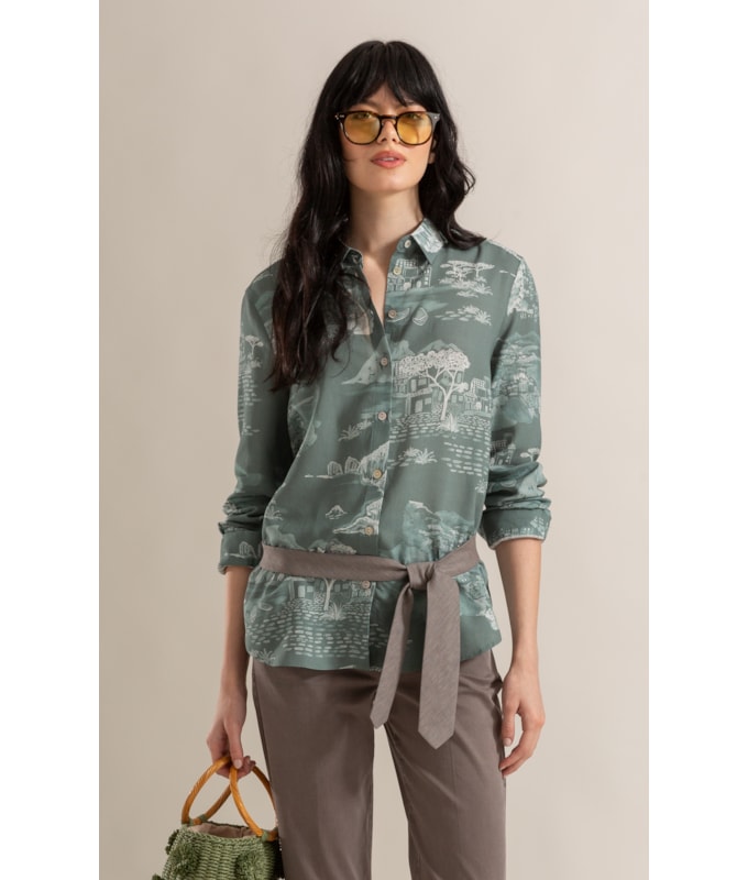 Camisa Sardenha Spiaggio Linho Blend Verde Army