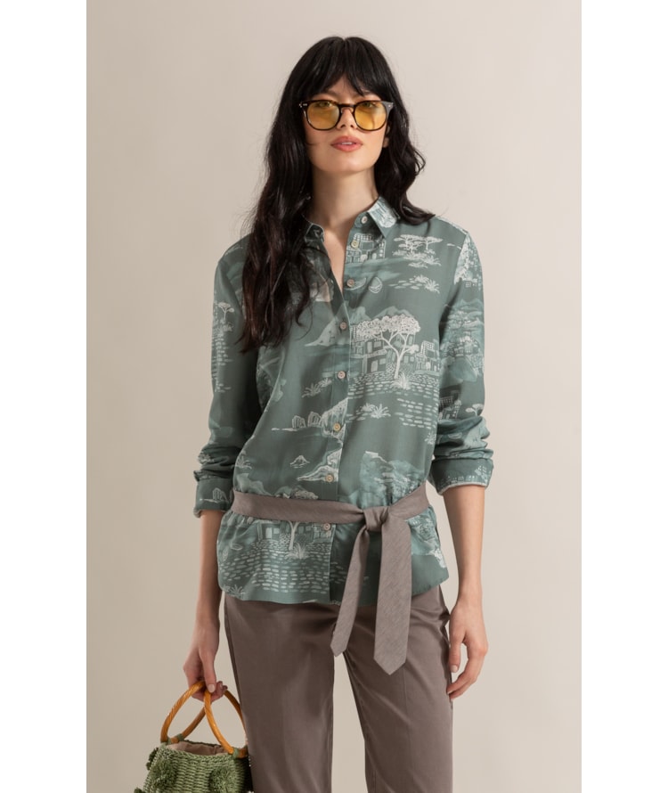Camisa Sardenha Spiaggio Linho Blend Verde Army