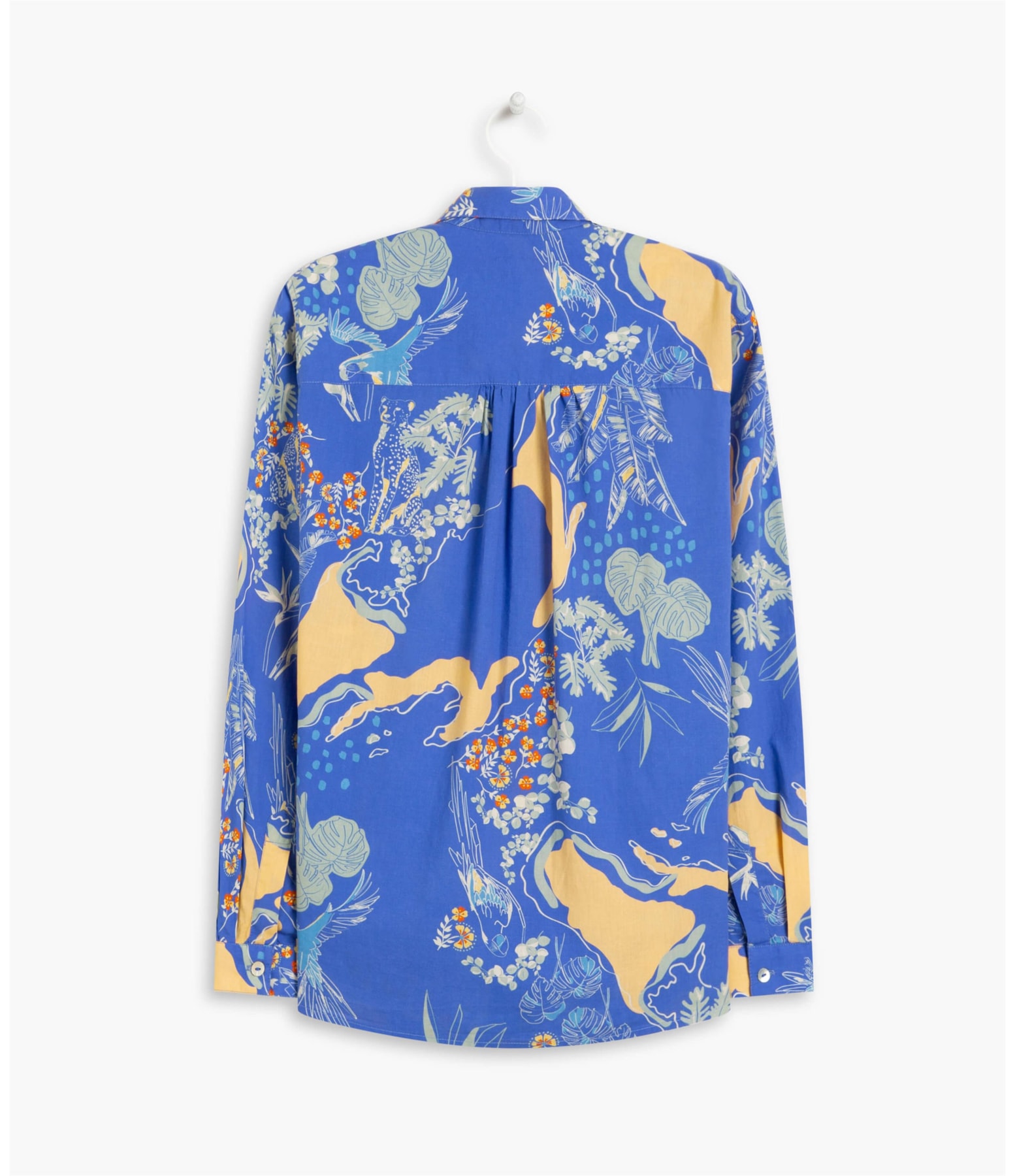 Camisa Sardenha Tropical Mapa Voil Algod Azul Bic