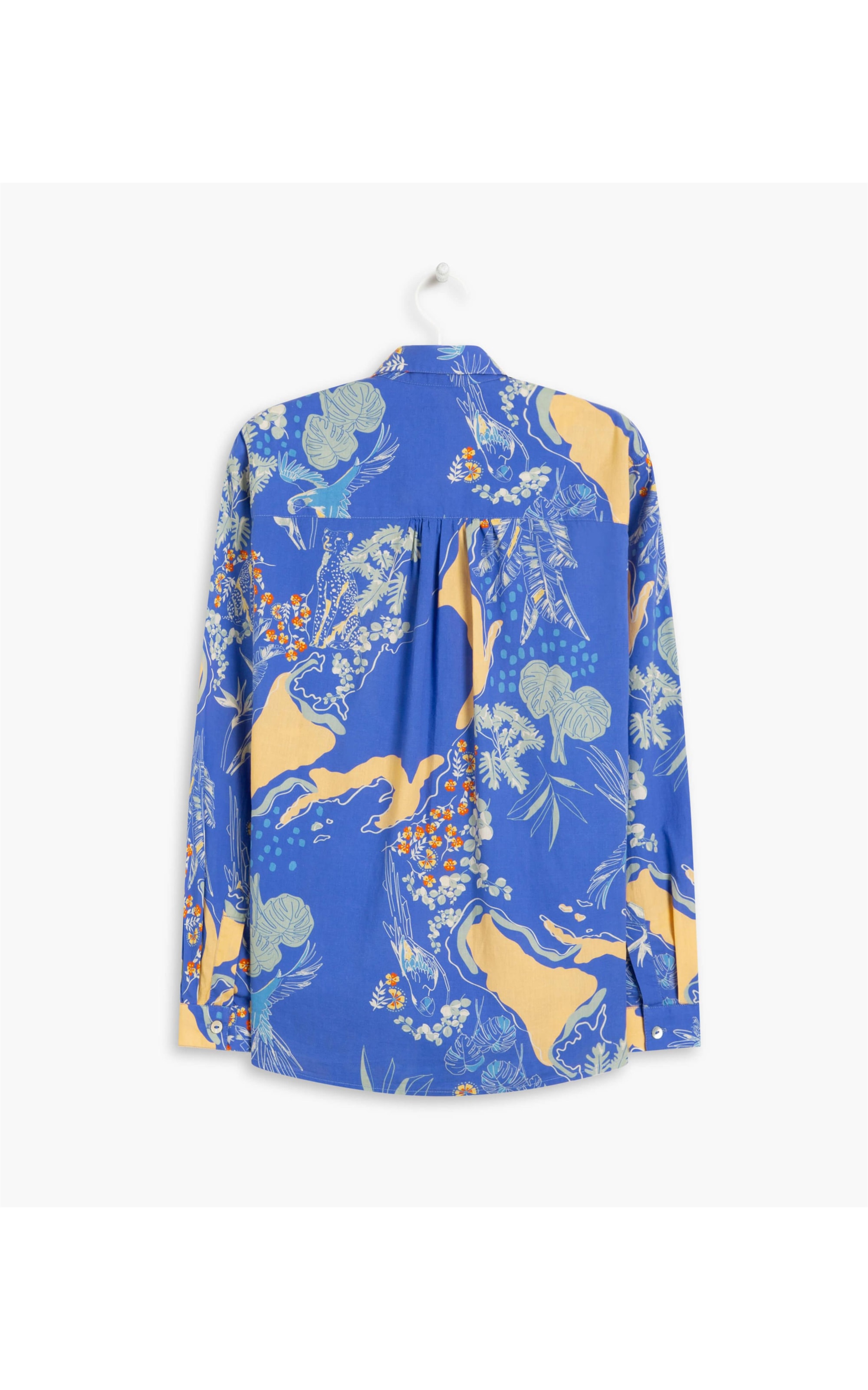 Camisa Sardenha Tropical Mapa Voil Algod Azul Bic