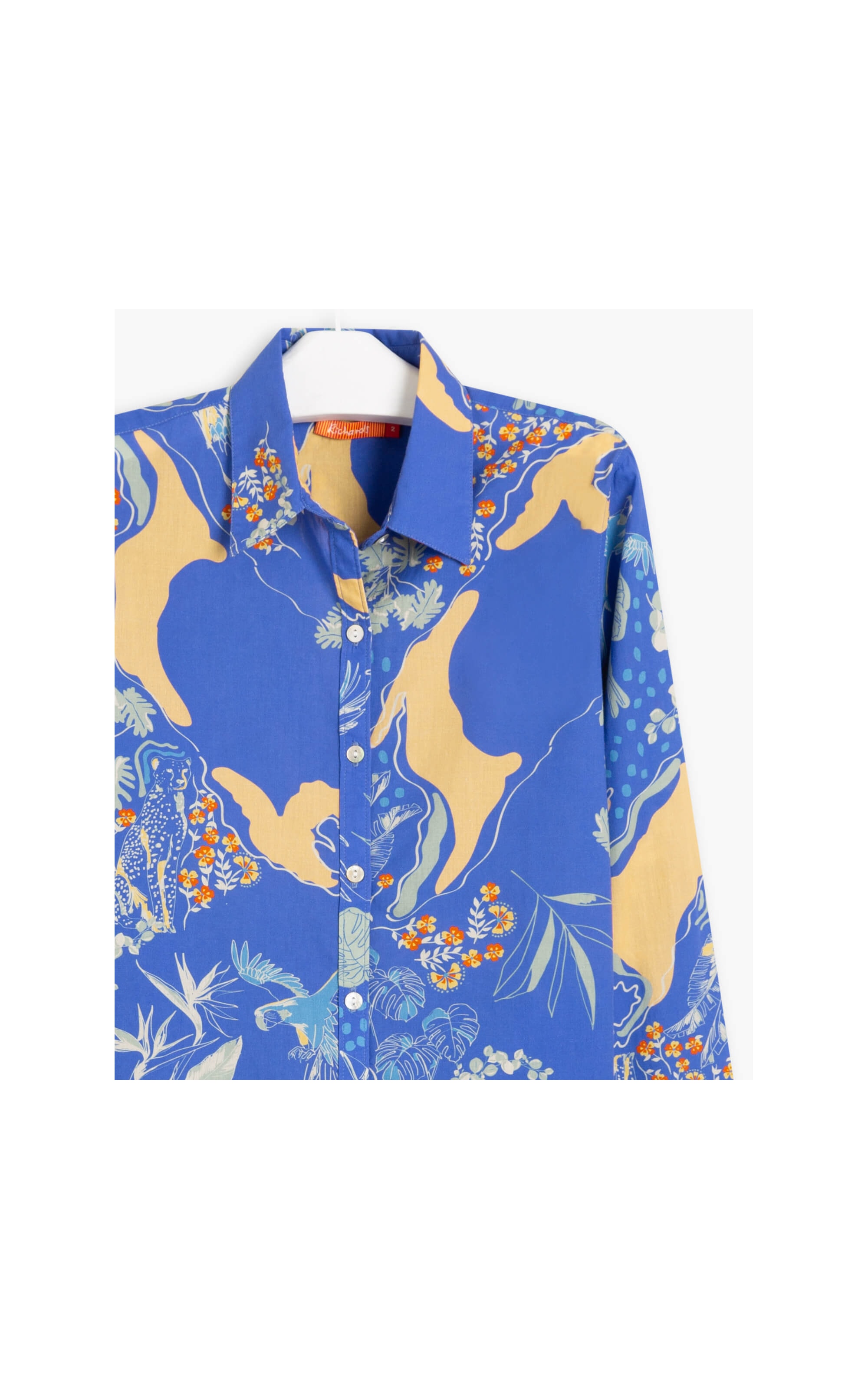 Camisa Sardenha Tropical Mapa Voil Algod Azul Bic