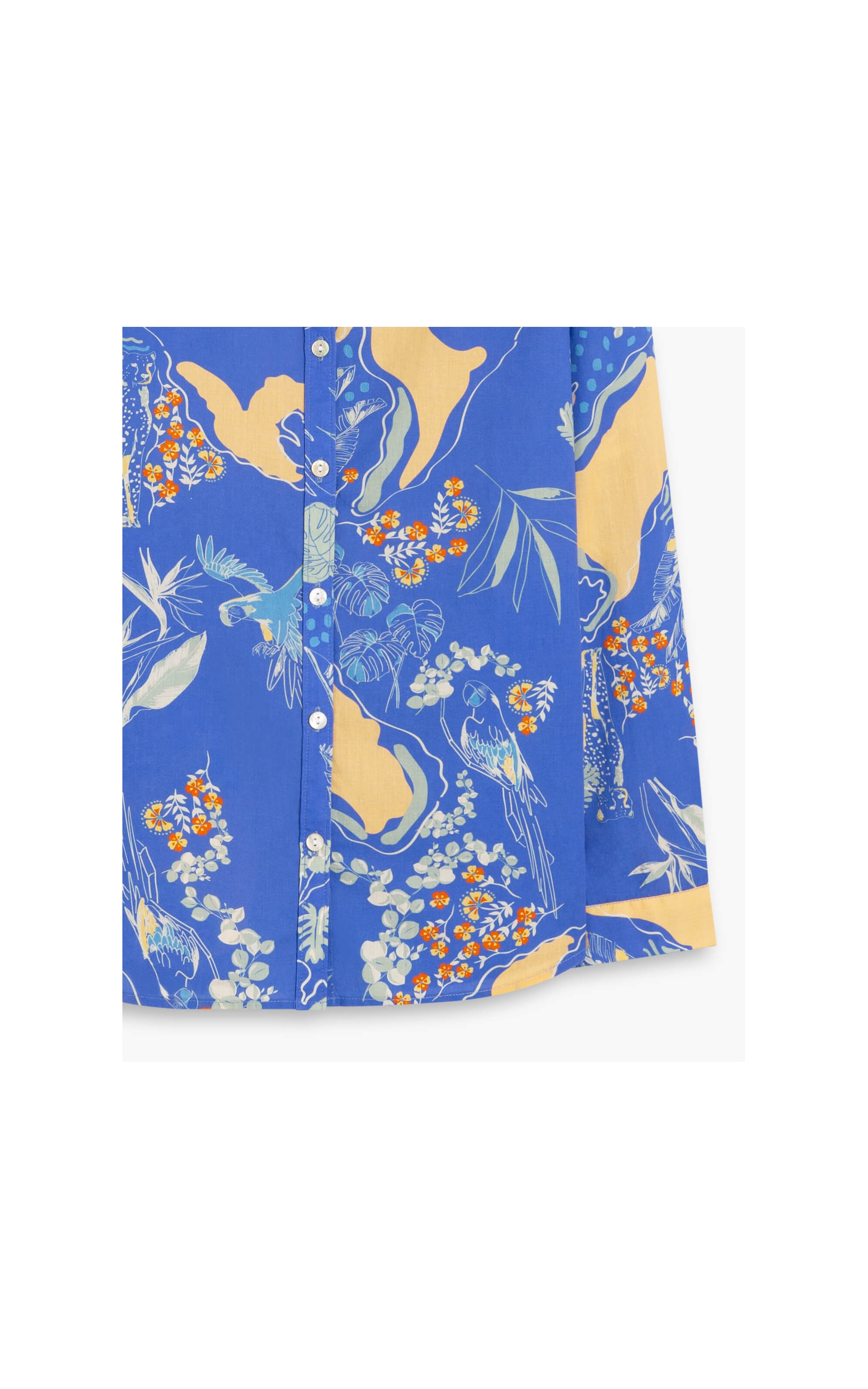 Camisa Sardenha Tropical Mapa Voil Algod Azul Bic