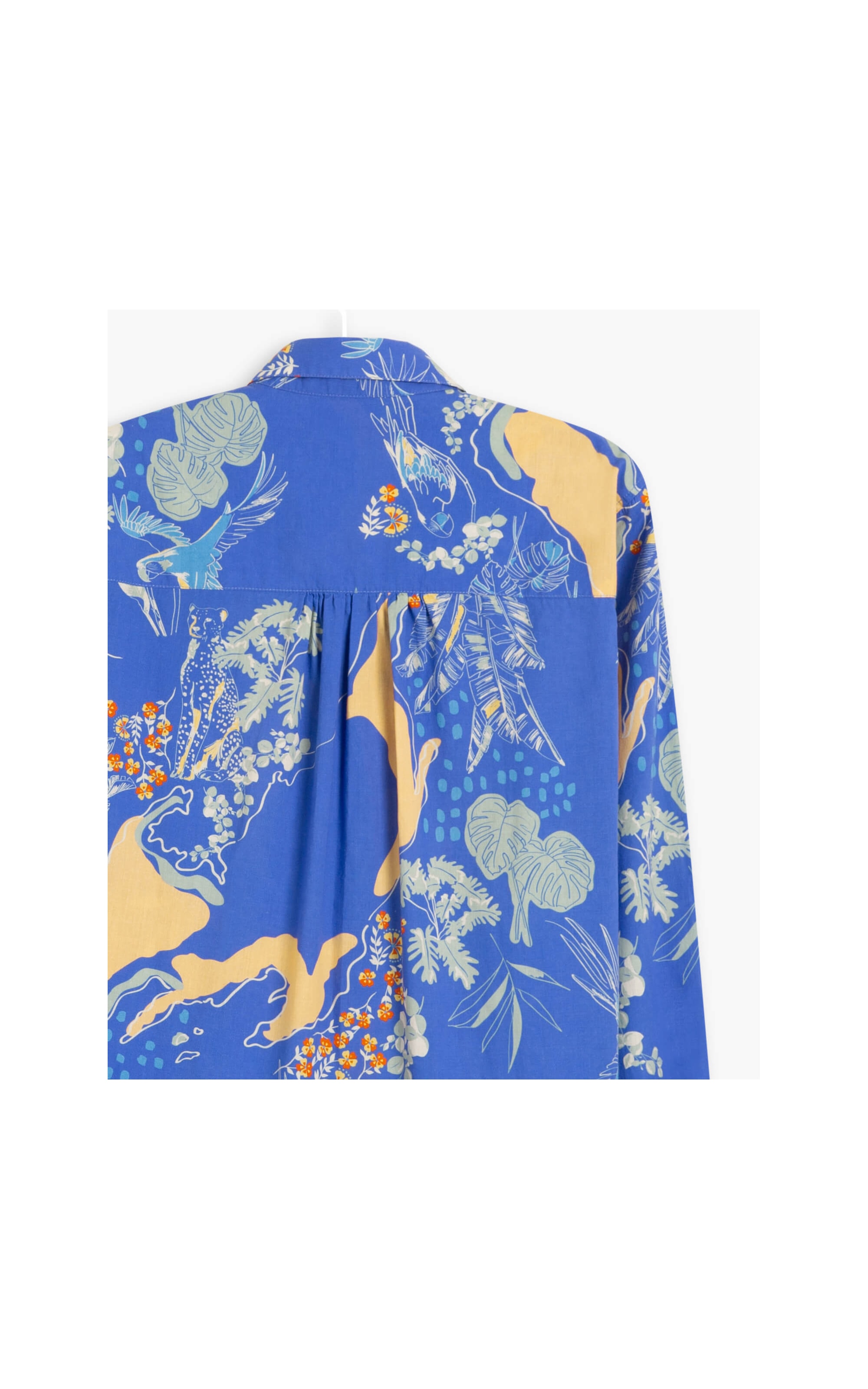 Camisa Sardenha Tropical Mapa Voil Algod Azul Bic