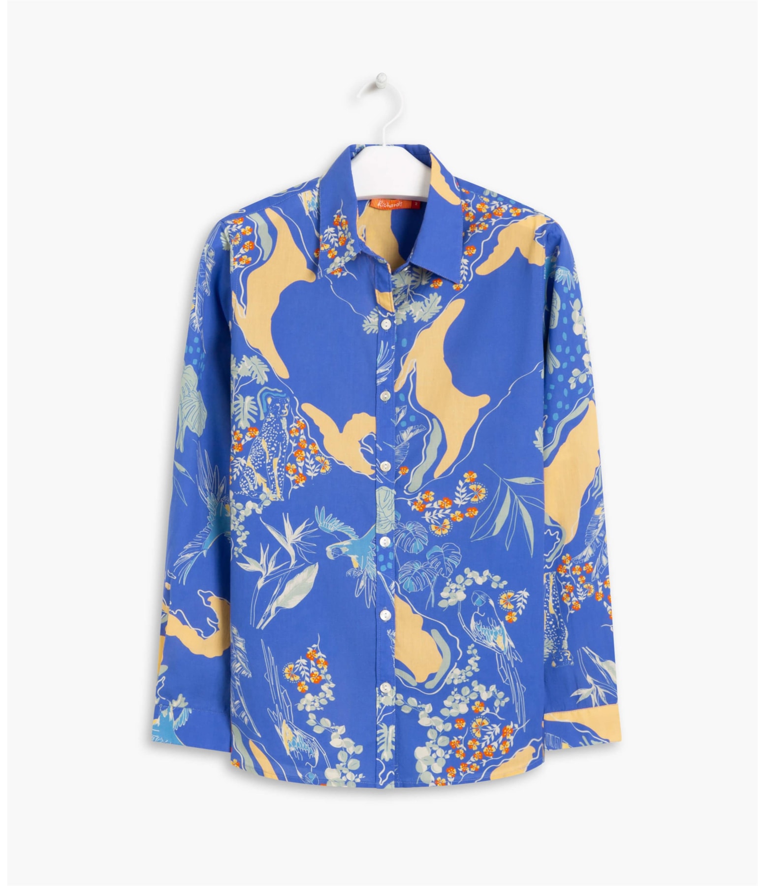 Camisa Sardenha Tropical Mapa Voil Algod Azul Bic