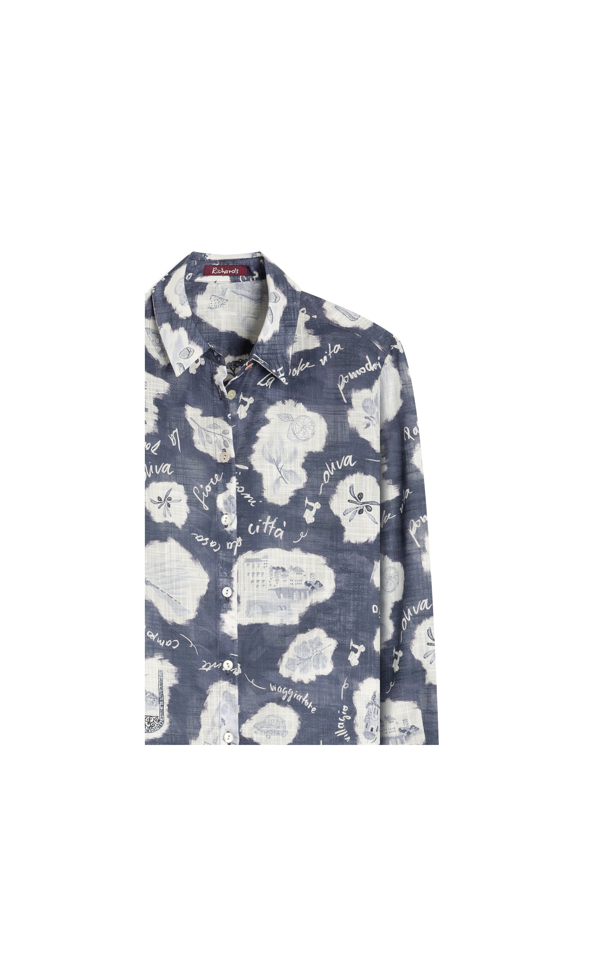 Camisa Sardenha Viaggio Algodao Marinho