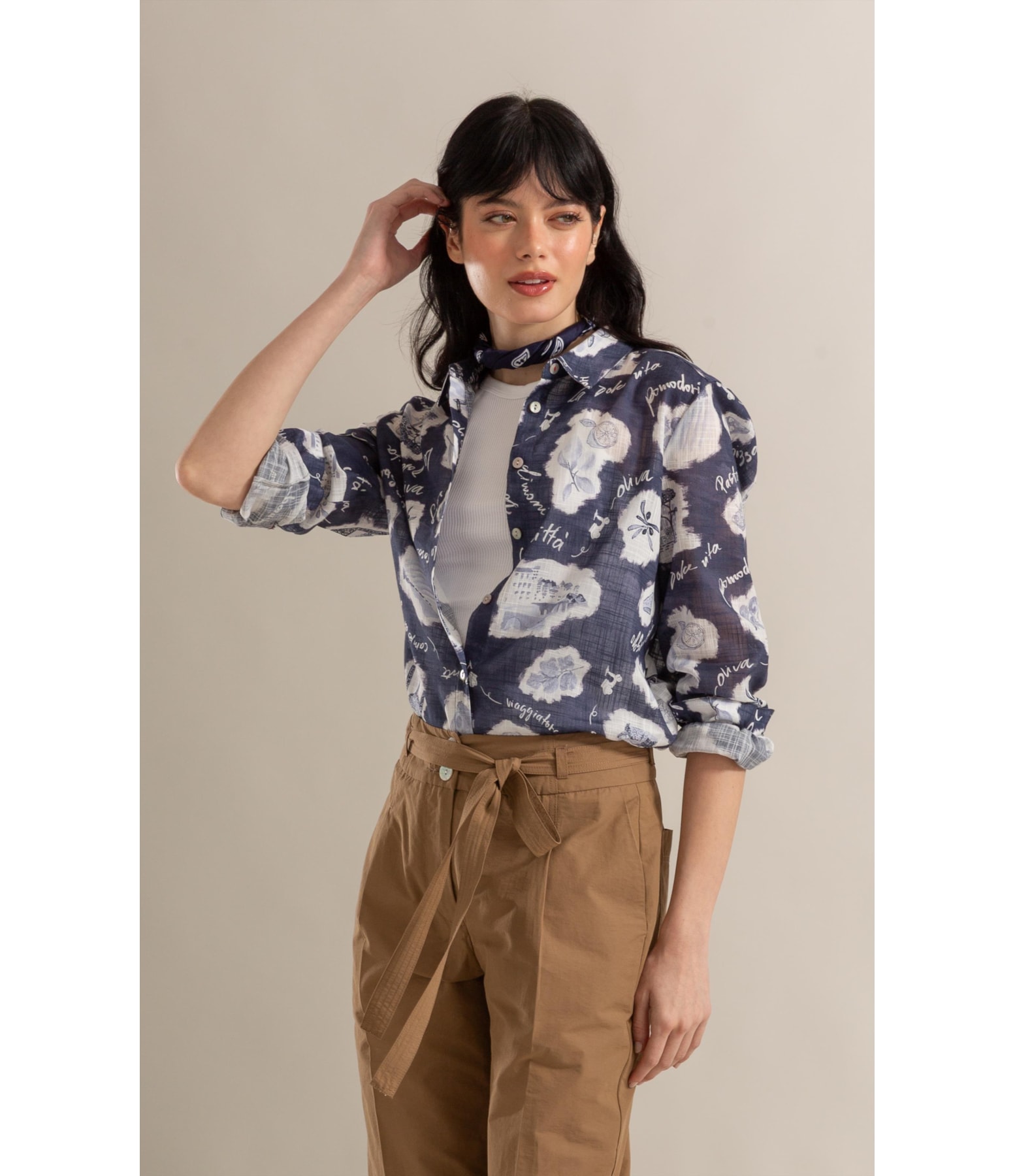 Camisa Sardenha Viaggio Algodao Marinho