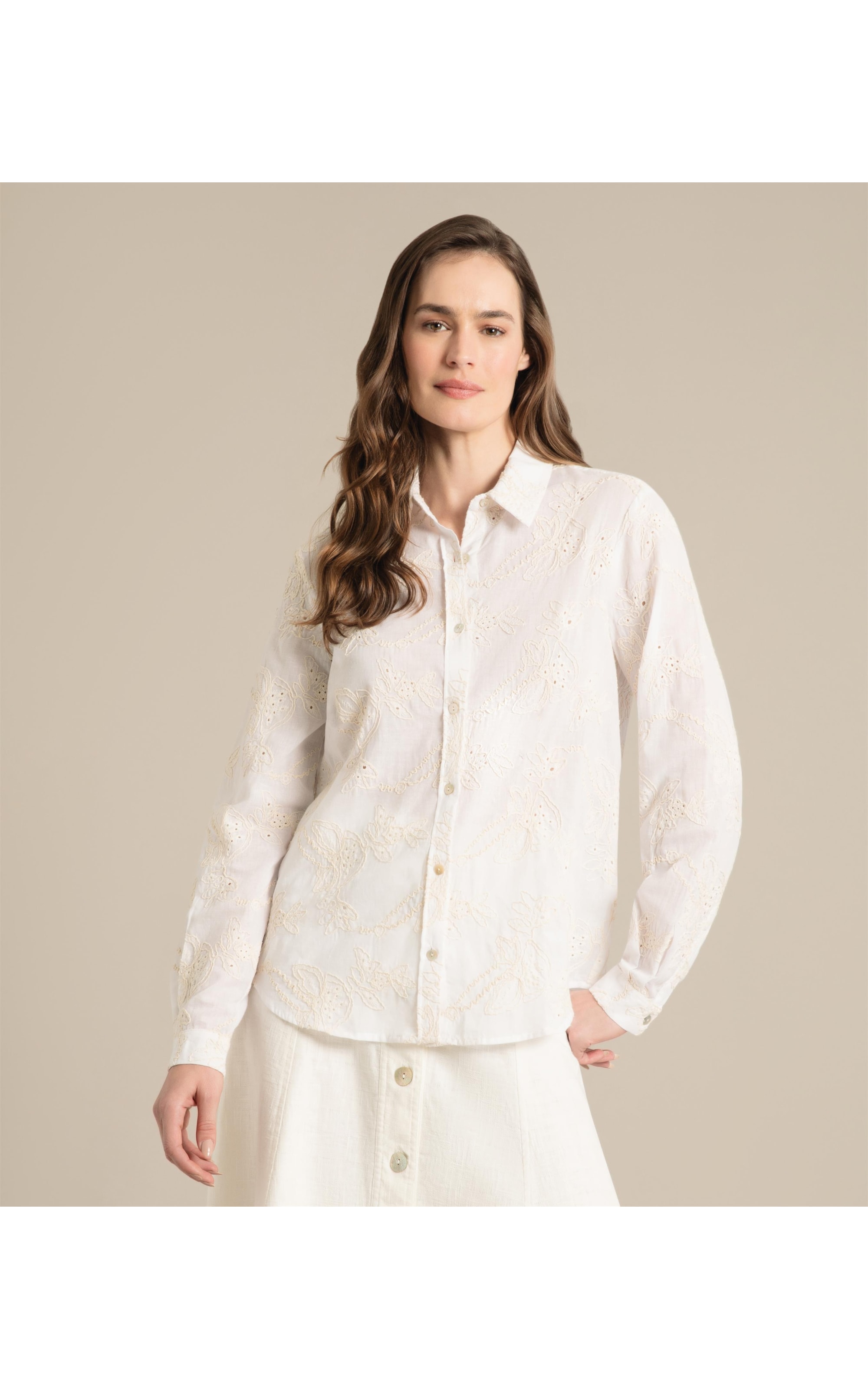Camisa Sardenha Voil Bordado Branco