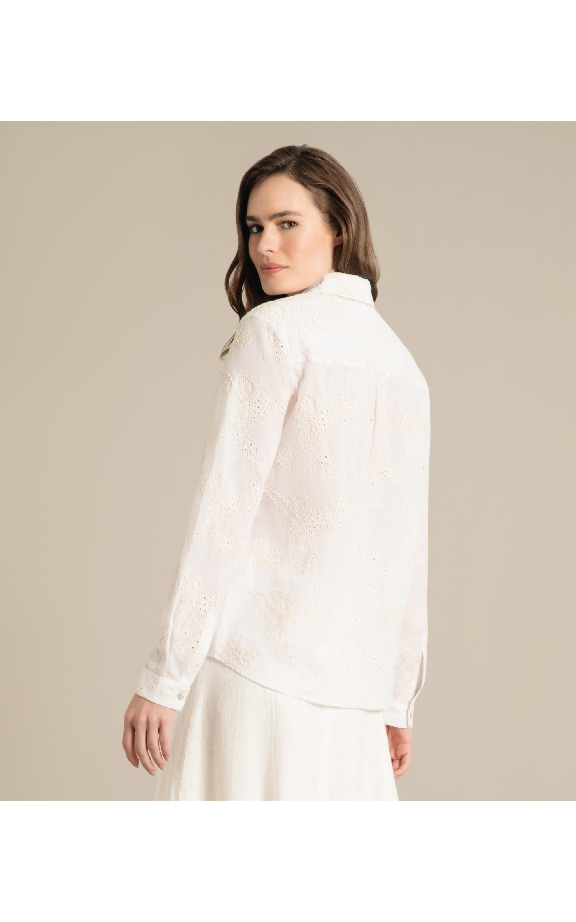 Camisa Sardenha Voil Bordado Branco