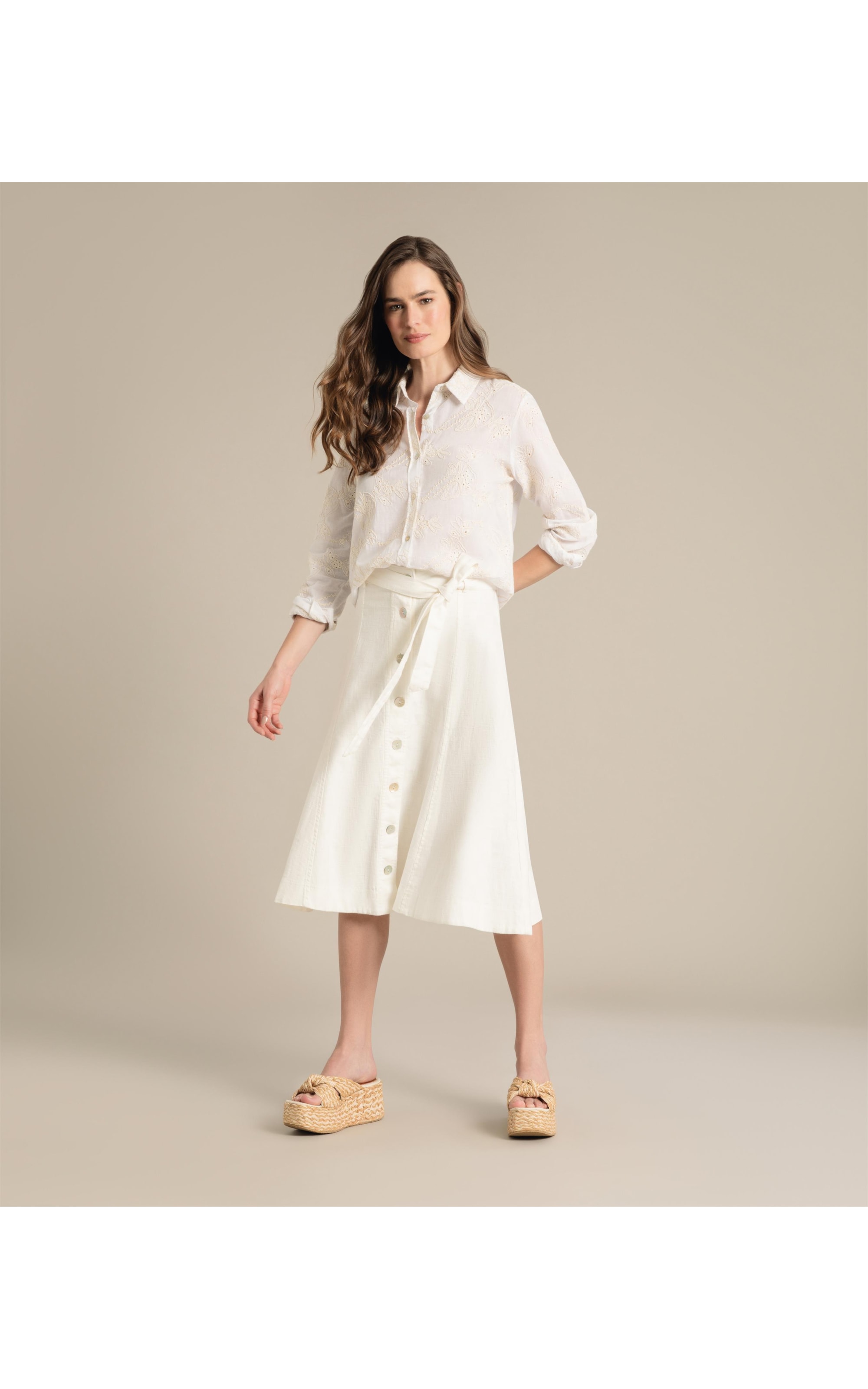 Camisa Sardenha Voil Bordado Branco