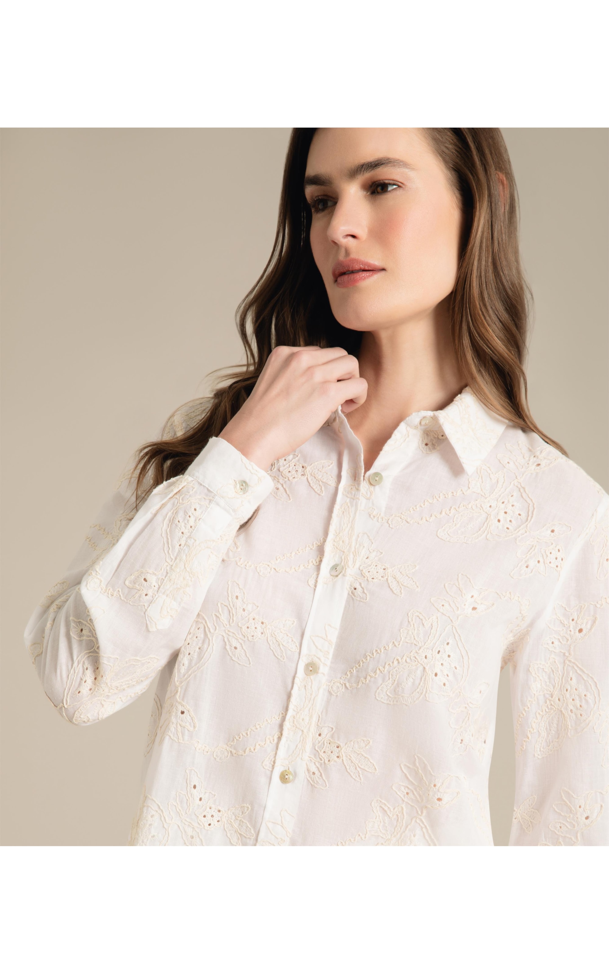 Camisa Sardenha Voil Bordado Branco
